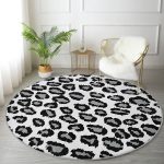 - RealHomes Dijital Baskılı Kaymaz Tabanlı Comfort Yuvarlak Halı - Realhomes  Gri Zeminde Geometrik Çizim Dijital Baskılı Modern Siyah Ofis Yıkanabilir Kaymaz Tabanlı Yuvarlak Halı Realhomes