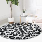 - RealHomes Dijital Baskılı Kaymaz Tabanlı Comfort Yuvarlak Halı - Realhomes  Gri Zeminde Geometrik Çizim Dijital Baskılı Modern Siyah Ofis Yıkanabilir Kaymaz Tabanlı Yuvarlak Halı Realhomes