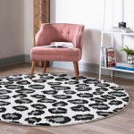 - RealHomes Dijital Baskılı Kaymaz Tabanlı Comfort Yuvarlak Halı - Realhomes  Gri Zeminde Geometrik Çizim Dijital Baskılı Modern Siyah Ofis Yıkanabilir Kaymaz Tabanlı Yuvarlak Halı Realhomes