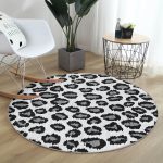 - RealHomes Dijital Baskılı Kaymaz Tabanlı Comfort Yuvarlak Halı - Realhomes  Gri Zeminde Geometrik Çizim Dijital Baskılı Modern Siyah Ofis Yıkanabilir Kaymaz Tabanlı Yuvarlak Halı Realhomes