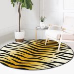 - RealHomes Dijital Baskılı Kaymaz Tabanlı Comfort Yuvarlak Halı - Realhomes  Renkli Zeminde Gold Detaylı Geometrik Çizimli Dijital Baskılı Modern Salon ve Oturma Odası Kaymaz Tabanlı Yuvarlak Halı Realhomes