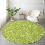 - RealHomes Dijital Baskılı Kaymaz Tabanlı Comfort Yuvarlak Halı - Realhomes  Renkli Zeminde Onedraw Çizimli Çiçek Desenli Dijital Baskılı Modern Yeşil Koridor ve Antre Yıkanabilir Kaymaz Tabanlı Yuvarlak Halı Realhomes