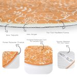 - RealHomes Dijital Baskılı Kaymaz Tabanlı Comfort Yuvarlak Halı - Realhomes  Renkli Zeminde Çiçek Desenli Dijital Baskılı Modern Turuncu Koridor ve Antre Yıkanabilir Kaymaz Tabanlı Yuvarlak Halı Realhomes