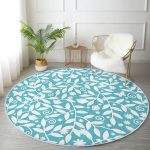 - RealHomes Dijital Baskılı Kaymaz Tabanlı Comfort Yuvarlak Halı - Realhomes  Renkli Zeminde Çiçek Desenli Dijital Baskılı Modern Turkuaz Koridor ve Antre Yıkanabilir Kaymaz Tabanlı Yuvarlak Halı Realhomes