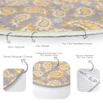 - RealHomes Dijital Baskılı Kaymaz Tabanlı Comfort Yuvarlak Halı - Realhomes  Gri Zeminde Renkli Geometrik Desenli Dijital Baskılı Modern Gold Salon ve Oturma Odası Yıkanabilir Kaymaz Tabanlı Yuvarlak Halı Realhomes