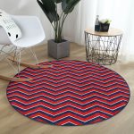 - RealHomes Dijital Baskılı Kaymaz Tabanlı Comfort Yuvarlak Halı - Realhomes  Lacivert Zeminde Bordo Renkli Geometrik Çizimli Dijital Baskılı Modern Koridor ve Antre Kaymaz Tabanlı Yuvarlak Halı Realhomes