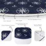 - RealHomes Dijital Baskılı Kaymaz Tabanlı Comfort Yuvarlak Halı - Realhomes  Lacivert Zeminde Modern Pusula Desenli Dijital Baskılı Ofis Yıkanabilir Kaymaz Tabanlı Yuvarlak Halı Realhomes