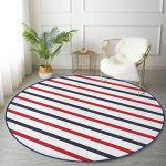 - RealHomes Dijital Baskılı Kaymaz Tabanlı Comfort Yuvarlak Halı - Realhomes  Beyaz Zeminde Renkli Çizgili Dijital Baskılı Modern Bordo Koridor ve Antre Yıkanabilir Kaymaz Tabanlı Yuvarlak Halı Realhomes