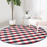 - RealHomes Dijital Baskılı Kaymaz Tabanlı Comfort Yuvarlak Halı - Realhomes  Beyaz Zeminde Renkli Geometrik Desenli Dijital Baskılı Modern Bordo Ofis Yıkanabilir Kaymaz Tabanlı Yuvarlak Halı Realhomes