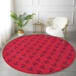 - RealHomes Dijital Baskılı Kaymaz Tabanlı Comfort Yuvarlak Halı - Realhomes Renkli Zeminde Çapa Desenli Dijital Baskılı Modern Bordo Koridor ve Antre Yıkanabilir Kaymaz Tabanlı Yuvarlak Halı Realhomes