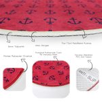 - RealHomes Dijital Baskılı Kaymaz Tabanlı Comfort Yuvarlak Halı - Realhomes Renkli Zeminde Çapa Desenli Dijital Baskılı Modern Bordo Koridor ve Antre Yıkanabilir Kaymaz Tabanlı Yuvarlak Halı Realhomes