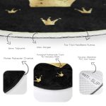 - RealHomes Dijital Baskılı Kaymaz Tabanlı Comfort Yuvarlak Halı - Realhomes  Siyah Zeminde Gold Detaylı Taç Desenli Dijital Baskılı Modern Salon ve Oturma Odası Yıkanabilir Kaymaz Tabanlı Yuvarlak Halı Realhomes