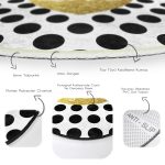 - RealHomes Dijital Baskılı Kaymaz Tabanlı Comfort Yuvarlak Halı - Realhomes Beyaz Zeminde Puantiyeli Gold Detaylı Love Yazılı Dijital Baskılı Modern Salon ve Oturma Odası Kaymaz Tabanlı Yuvarlak Halı Realhomes