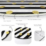 - RealHomes Dijital Baskılı Kaymaz Tabanlı Comfort Yuvarlak Halı - Realhomes  Beyaz Zeminde Gold Detaylı Puantiye Dijital Baskılı Modern Salon ve Oturma Odası Yıkanabilir Kaymaz Tabanlı Yuvarlak Halı Realhomes