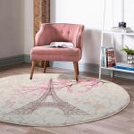 - RealHomes Dijital Baskılı Kaymaz Tabanlı Comfort Yuvarlak Halı - Realhomes  Eyfel Kulesi Resimli Dijital Baskılı Krem Salon ve Oturma Odası Yıkanabilir Kaymaz Tabanlı Yuvarlak Halı Realhomes