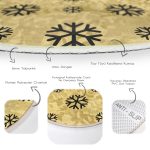 - RealHomes Dijital Baskılı Kaymaz Tabanlı Comfort Yuvarlak Halı - Realhomes  Gold Zeminde Siyah Renkli Kar tanesi Desenli Dijital Baskılı Modern Salon ve Oturma Odası Kaymaz Tabanlı Yuvarlak Halı Realhomes