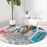 - RealHomes Dijital Baskılı Kaymaz Tabanlı Comfort Yuvarlak Halı - Realhomes Realhomes Çiçek Temalı Dijital Baskılı Renkli Outdoor Yıkanabilir Kaymaz Tabanlı Yuvarlak Kadife Halı Realhomes