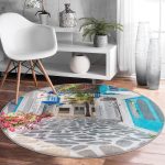 - RealHomes Dijital Baskılı Kaymaz Tabanlı Comfort Yuvarlak Halı - Realhomes Realhomes Çiçek Temalı Dijital Baskılı Renkli Outdoor Yıkanabilir Kaymaz Tabanlı Yuvarlak Kadife Halı Realhomes