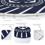 - RealHomes Dijital Baskılı Kaymaz Tabanlı Comfort Yuvarlak Halı - Realhomes  Renkli Zeminde Çapa Desenli Dijital Baskılı Modern Lacivert Outdoor Yıkanabilir Kaymaz Tabanlı Yuvarlak Halı Realhomes