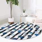 - RealHomes Dijital Baskılı Kaymaz Tabanlı Comfort Yuvarlak Halı - Realhomes  Beyaz Zeminde Renkli Puantiyeli Dijital Baskılı Modern Siyah Koridor ve Antre Yıkanabilir Kaymaz Tabanlı Yuvarlak Halı Realhomes