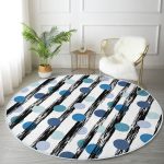 - RealHomes Dijital Baskılı Kaymaz Tabanlı Comfort Yuvarlak Halı - Realhomes  Beyaz Zeminde Renkli Puantiyeli Dijital Baskılı Modern Siyah Koridor ve Antre Yıkanabilir Kaymaz Tabanlı Yuvarlak Halı Realhomes