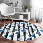 - RealHomes Dijital Baskılı Kaymaz Tabanlı Comfort Yuvarlak Halı - Realhomes  Beyaz Zeminde Renkli Puantiyeli Dijital Baskılı Modern Siyah Koridor ve Antre Yıkanabilir Kaymaz Tabanlı Yuvarlak Halı Realhomes