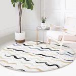 - RealHomes Dijital Baskılı Kaymaz Tabanlı Comfort Yuvarlak Halı - Realhomes  Beyaz Zeminde Renkli Zikzak Desenli Dijital Baskılı Modern Koridor ve Antre Yıkanabilir Kaymaz Tabanlı Yuvarlak Halı Realhomes