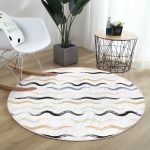 - RealHomes Dijital Baskılı Kaymaz Tabanlı Comfort Yuvarlak Halı - Realhomes  Beyaz Zeminde Renkli Zikzak Desenli Dijital Baskılı Modern Koridor ve Antre Yıkanabilir Kaymaz Tabanlı Yuvarlak Halı Realhomes