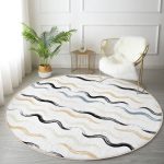 - RealHomes Dijital Baskılı Kaymaz Tabanlı Comfort Yuvarlak Halı - Realhomes  Beyaz Zeminde Renkli Zikzak Desenli Dijital Baskılı Modern Koridor ve Antre Yıkanabilir Kaymaz Tabanlı Yuvarlak Halı Realhomes