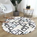 - RealHomes Dijital Baskılı Kaymaz Tabanlı Comfort Yuvarlak Halı - Realhomes  Beyaz Zeminde Renkli Geometrik Şekilli Dijital Baskılı Modern Mutfak Yıkanabilir Kaymaz Tabanlı Yuvarlak Halı Realhomes