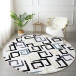 - RealHomes Dijital Baskılı Kaymaz Tabanlı Comfort Yuvarlak Halı - Realhomes  Beyaz Zeminde Renkli Geometrik Şekilli Dijital Baskılı Modern Mutfak Yıkanabilir Kaymaz Tabanlı Yuvarlak Halı Realhomes