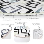 - RealHomes Dijital Baskılı Kaymaz Tabanlı Comfort Yuvarlak Halı - Realhomes  Beyaz Zeminde Renkli Geometrik Şekilli Dijital Baskılı Modern Mutfak Yıkanabilir Kaymaz Tabanlı Yuvarlak Halı Realhomes