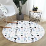 - RealHomes Dijital Baskılı Kaymaz Tabanlı Comfort Yuvarlak Halı - Realhomes  Beyaz Zeminde Renkli Geometrik Desenli Dijital Baskılı Modern Koridor ve Antre Yıkanabilir Kaymaz Tabanlı Yuvarlak Halı Realhomes