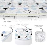 - RealHomes Dijital Baskılı Kaymaz Tabanlı Comfort Yuvarlak Halı - Realhomes  Beyaz Zeminde Renkli Geometrik Desenli Dijital Baskılı Modern Koridor ve Antre Yıkanabilir Kaymaz Tabanlı Yuvarlak Halı Realhomes