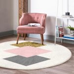 Renkli Zeminde Geometrik Desenli Dijital Baskılı Modern Yatak Odası Yıkanabilir Kaymaz Tabanlı Yuvarlak Halı Realhomes