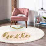 - RealHomes Dijital Baskılı Kaymaz Tabanlı Comfort Yuvarlak Halı - Realhomes  Renkli Zeminde Gold Detaylı Hello Yazılı Dijital Baskılı Modern Mutfak Yıkanabilir Kaymaz Tabanlı Yuvarlak Halı Realhomes