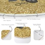 - RealHomes Dijital Baskılı Kaymaz Tabanlı Comfort Yuvarlak Halı - Realhomes  Gold Zeminde Modern Desen İşlemeli Eldiven Dijital Baskılı Mutfak Yıkanabilir Kaymaz Tabanlı Yuvarlak Halı Realhomes