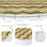 Gold Zeminde Modern Renkli Zikzak Desenli Dijital Baskılı Mutfak Yıkanabilir Kaymaz Tabanlı Yuvarlak Halı Realhomes