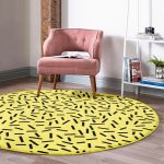 Sarı Zeminde Siyah Puantiye Desenli Dijital Baskılı Modern Gold Çocuk ve Genç Odası Yıkanabilir Kaymaz Tabanlı Yuvarlak Halı Realhomes