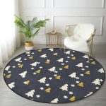 - RealHomes Dijital Baskılı Kaymaz Tabanlı Comfort Yuvarlak Halı - Realhomes  Renkli Zeminde Çam Ağacı Desenli Dijital Baskılı Modern Gri Salon ve Oturma Odası Yıkanabilir Kaymaz Tabanlı Yuvarlak Halı Realhomes