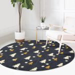 - RealHomes Dijital Baskılı Kaymaz Tabanlı Comfort Yuvarlak Halı - Realhomes  Renkli Zeminde Çam Ağacı Desenli Dijital Baskılı Modern Gri Salon ve Oturma Odası Yıkanabilir Kaymaz Tabanlı Yuvarlak Halı Realhomes