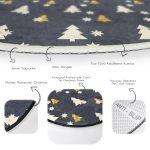 - RealHomes Dijital Baskılı Kaymaz Tabanlı Comfort Yuvarlak Halı - Realhomes  Renkli Zeminde Çam Ağacı Desenli Dijital Baskılı Modern Gri Salon ve Oturma Odası Yıkanabilir Kaymaz Tabanlı Yuvarlak Halı Realhomes