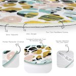 Beyaz Zeminde Renkli Çizimli Geometrik Desen Dijital Baskılı Modern Outdoor Yıkanabilir Kaymaz Tabanlı Yuvarlak Halı Realhomes