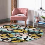 - RealHomes Dijital Baskılı Kaymaz Tabanlı Comfort Yuvarlak Halı - Realhomes  Siyah Zeminde Renkli Geometrik Desenli Dijital Baskılı Modern Koridor ve Antre Yıkanabilir Kaymaz Tabanlı Yuvarlak Halı Realhomes