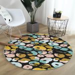 - RealHomes Dijital Baskılı Kaymaz Tabanlı Comfort Yuvarlak Halı - Realhomes  Siyah Zeminde Renkli Geometrik Desenli Dijital Baskılı Modern Koridor ve Antre Yıkanabilir Kaymaz Tabanlı Yuvarlak Halı Realhomes