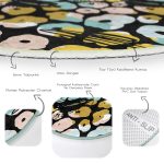 - RealHomes Dijital Baskılı Kaymaz Tabanlı Comfort Yuvarlak Halı - Realhomes  Siyah Zeminde Renkli Geometrik Desenli Dijital Baskılı Modern Koridor ve Antre Yıkanabilir Kaymaz Tabanlı Yuvarlak Halı Realhomes