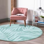 - RealHomes Dijital Baskılı Kaymaz Tabanlı Comfort Yuvarlak Halı - Realhomes  Renkli Zeminde Yaprak Desenli Dijital Baskılı Modern Turkuaz Mutfak Yıkanabilir Kaymaz Tabanlı Yuvarlak Halı Realhomes