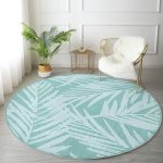 - RealHomes Dijital Baskılı Kaymaz Tabanlı Comfort Yuvarlak Halı - Realhomes  Renkli Zeminde Yaprak Desenli Dijital Baskılı Modern Turkuaz Mutfak Yıkanabilir Kaymaz Tabanlı Yuvarlak Halı Realhomes