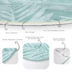 - RealHomes Dijital Baskılı Kaymaz Tabanlı Comfort Yuvarlak Halı - Realhomes  Renkli Zeminde Yaprak Desenli Dijital Baskılı Modern Turkuaz Mutfak Yıkanabilir Kaymaz Tabanlı Yuvarlak Halı Realhomes