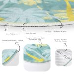 - RealHomes Dijital Baskılı Kaymaz Tabanlı Comfort Yuvarlak Halı - Realhomes  Renkli Zeminde Soyut Çizimli Palmiyeler Dijital Baskılı Modern Turkuaz Mutfak Yıkanabilir Kaymaz Tabanlı Yuvarlak Halı Realhomes